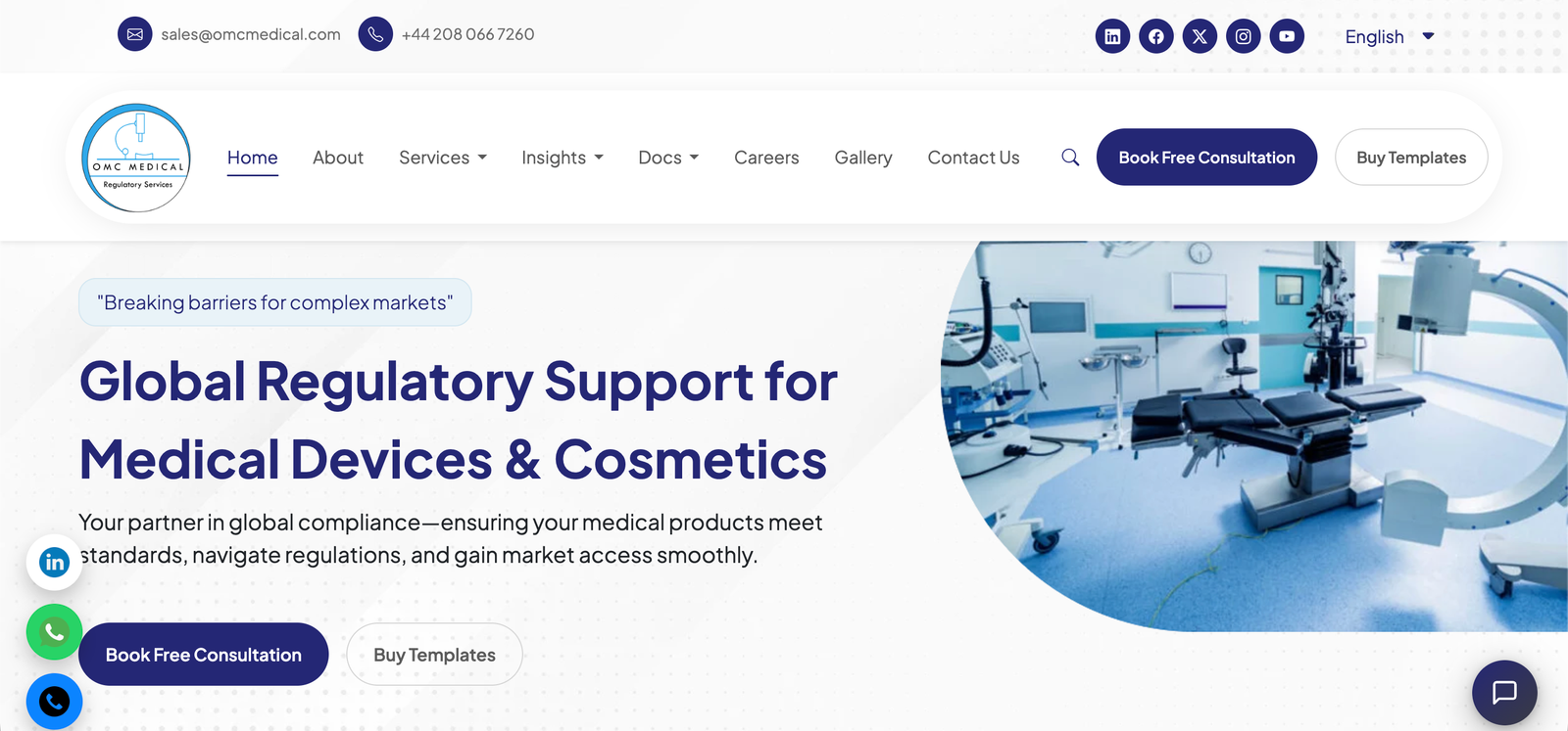 OMC Medical website screenshot