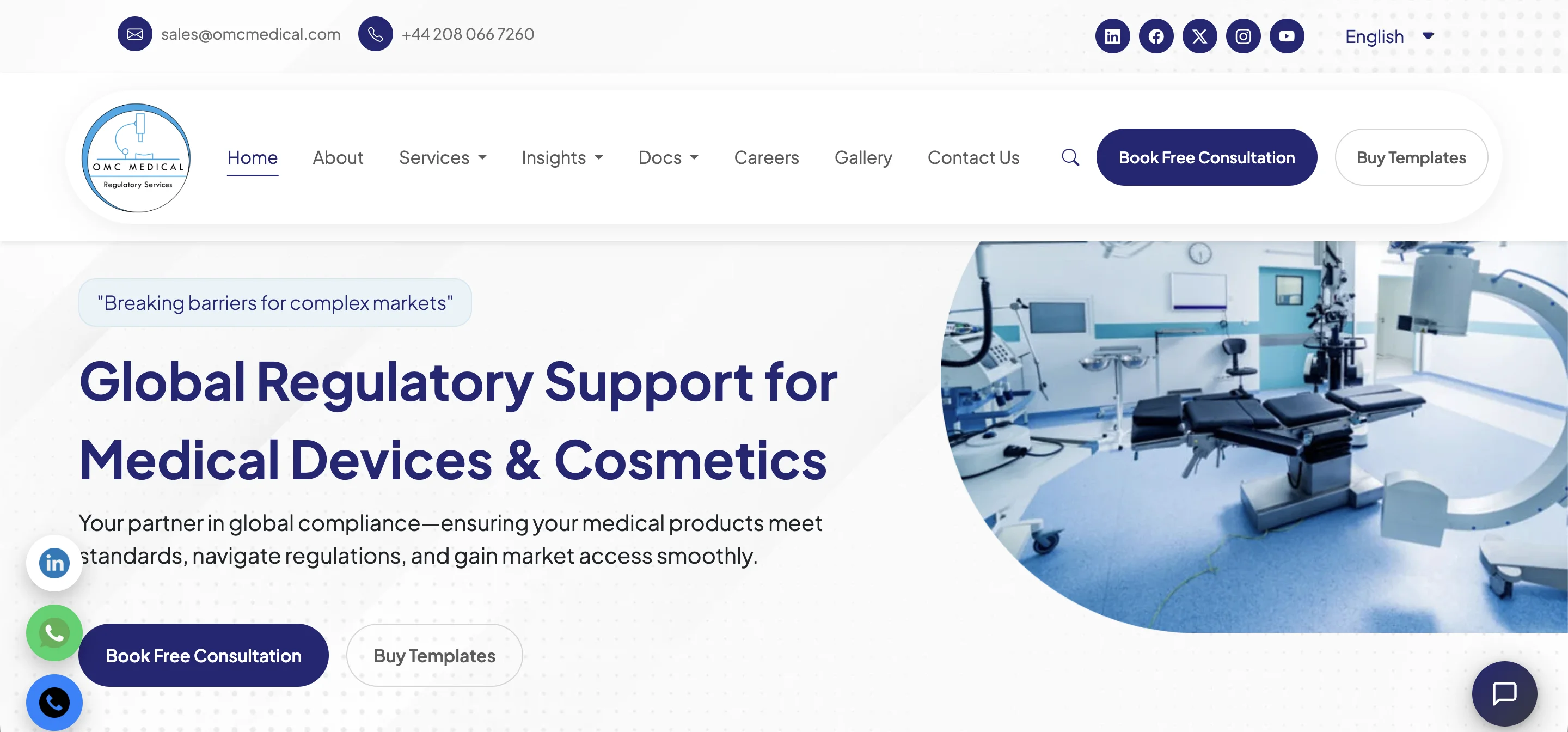 OMC Medical website screenshot